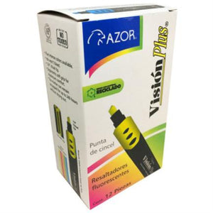 Marcador Resaltador Visión Plus Color Amarillo Fluorescente C/12 Pzas - 2600Am FullOffice.com