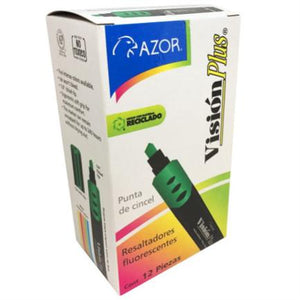 Marcador Resaltador Visión Plus Color Verde Fluorescente C/12 Pzas - 2600Ve FullOffice.com