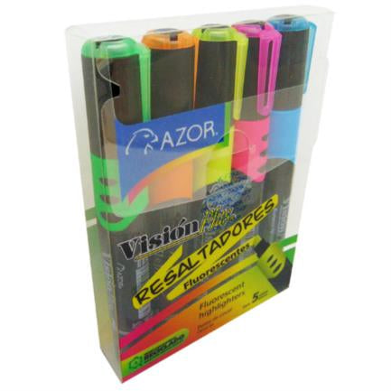 Marcador Resaltador Visión Plus Colores Surtidos Estuche C/5 Pzas - 2625 FullOffice.com