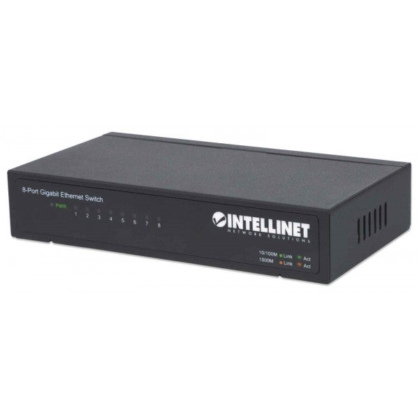 Switch Intellinet Escritorio Ethernet Gigabit 8 Puertos Color Negro - 530347 FullOffice.com